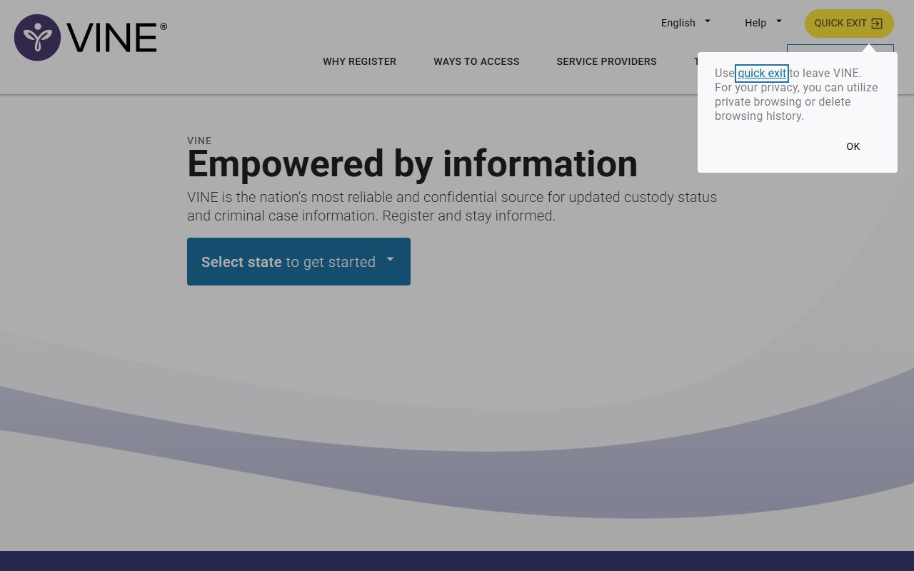 VINELink custody notification portal for Volusia County released inmates